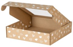 shumee Darilna škatla z okencem 200x200x50 iz kartona s potiskom srca