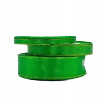 shumee Saten trak zeleno-zlatega odtenka, rola 6 mm, 22 m, saten za dekoracijo