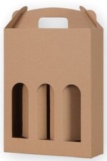 shumee Darilna škatla Kraft z okencem za tri steklenice vina
