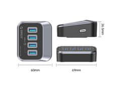 Orico USB-C hub s 4 vhodi, 4x USB-A 3.2 Gen1, 5Gbps, črn, M3U3-4A-05