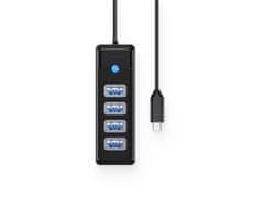 Orico USB-C hub s 4-vhodi, USB 3.0, 0.15m, črn, PW4U-C3-015