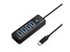 Orico USB-C hub s 4-vhodi, USB 3.0, 0.15m, črn, PW4U-C3-015