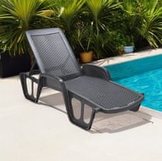 KONDELA Vrtni zložljivi ležalnik Polro - antracit