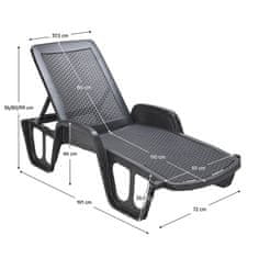 KONDELA Vrtni zložljivi ležalnik Polro - antracit