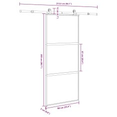 Vidaxl Drsna vrata z opremo 90x205 cm kaljeno steklo in aluminij
