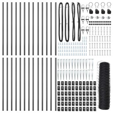 Vidaxl Steber ograje. Siva 50 x 0,5 m (50 mm mreža) Jeklo in PVC