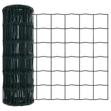 Vidaxl Evropska ograja Zelena 0,6 x 25 m PVC prevlečen železo