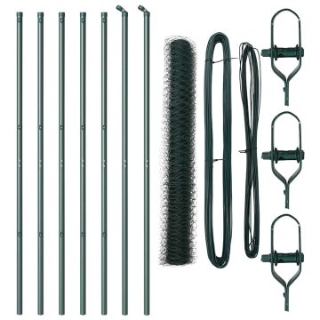 Vidaxl Steber ograje. Zelena 10 x 1,2 m (50 mm mreža) Jeklo in PVC