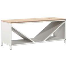 Vidaxl Stojalo za drva z lesenim zgornjim delom bela 100,5x35,5x40 cm