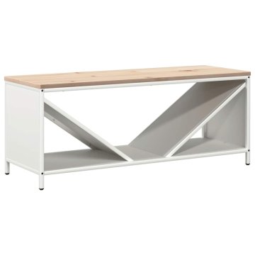 Vidaxl Stojalo za drva z lesenim zgornjim delom bela 100,5x35,5x40 cm