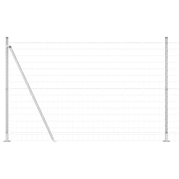 Vidaxl Ograja s stebrom srebrna 1,4 x 10 m Jeklo