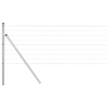 Vidaxl Ograja s stebrom srebrna 0,8 x 25 m Jeklo in PVC