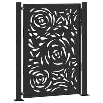 Vidaxl Vrtna vrata črna 100x125 cm jeklena oblika plamena