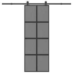 Vidaxl Drsna vrata z opremo 76x205 cm kaljeno steklo in aluminij
