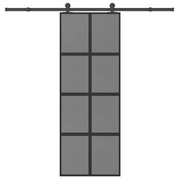 Vidaxl Drsna vrata z opremo 76x205 cm kaljeno steklo in aluminij