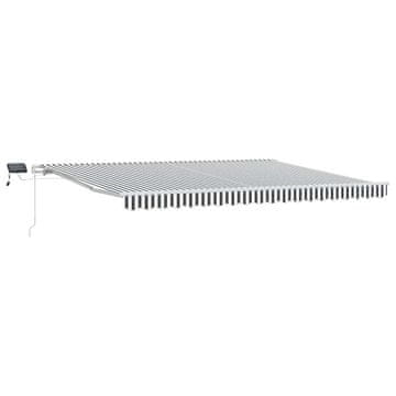 Vidaxl Ročno zložljiva tenda z LED antracit in bela 450x300 cm