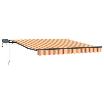 Vidaxl Vlečna tenda Rumena in oranžna 300 x 250 cm Tkanina in aluminij