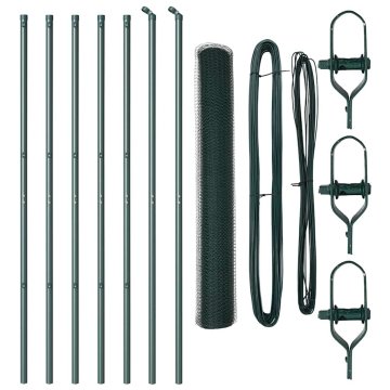 Vidaxl Steber ograje. Zelena 10 x 1,2 m (25 mm mreža) Jeklo in PVC