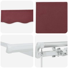 Vidaxl Ročna tenda 5 x 3 m Burgundija 100% poliester