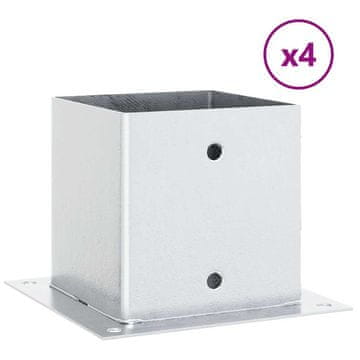 Vidaxl Podstavki za stebre kvadratni 4 kosi srebrni 141x141 mm