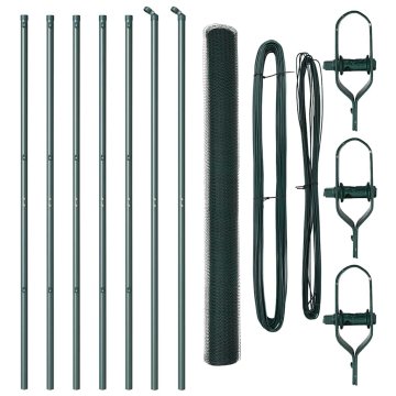 Vidaxl Steber ograje. Zelena 10 x 1,6 m (13 mm mreža) Jeklo in PVC