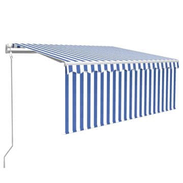 Vidaxl Avtomatsko zložljiva tenda s senčilom 3,5x2,5 m modra in bela