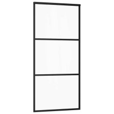 Vidaxl Drsna vrata z opremo 90x205 cm ESG steklo in aluminij