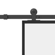 Vidaxl Drsna vrata z opremo 90x205 cm ESG steklo in aluminij