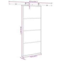 Vidaxl Drsna vrata z opremo 90x205 cm ESG steklo in aluminij