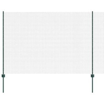 Vidaxl Ograja s stebrom Zelena 1,5 x 25 m Jeklo in PVC