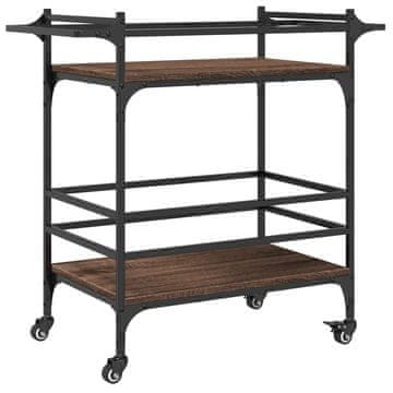 Vidaxl Kuhinjski voziček rjavi hrast 82x40x78,5 cm inženirski les