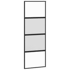 Vidaxl Drsna vrata z opremo 76x205 cm kaljeno steklo in aluminij