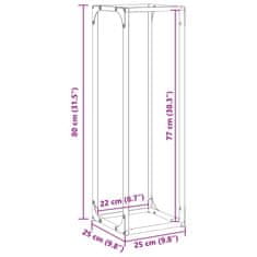 Vidaxl Stojalo za drva White 25x25x80 cm Hladno valjano jeklo