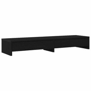 Vidaxl Stojalo za zaslon s predali črna hrast 100x27x15 cm inž. les