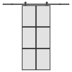 Vidaxl Drsna vrata z opremo 90x205 cm kaljeno steklo in aluminij