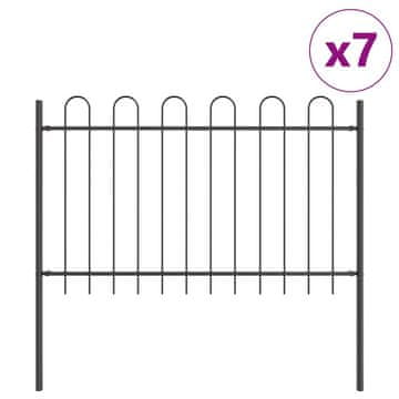 Vidaxl Vrtna ograja 7 szt. Siva 11,9 x 1 m Praškasto lakirano jeklo
