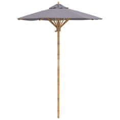 Vidaxl Vrtni dežnik Okrogla Ø 150 x 210 cm Bambus Temno siva