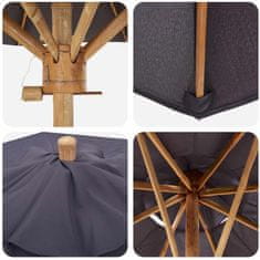 Vidaxl Vrtni dežnik Okrogla Ø 150 x 210 cm Bambus Temno siva
