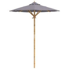 Vidaxl Vrtni dežnik Okrogla Ø 150 x 210 cm Bambus Temno siva