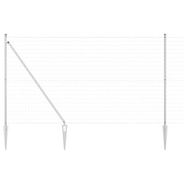 Vidaxl Ograja s stebrom srebrna 1,6 x 10 m Jeklo