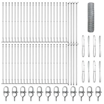 Vidaxl Steber ograje. srebrna 100 x 0,5 m (36 mm mreža) Jeklo