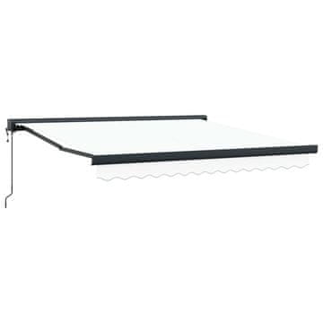 Vidaxl Vlečna tenda Bela 350 x 250 x 165 cm Tkanina in kovina