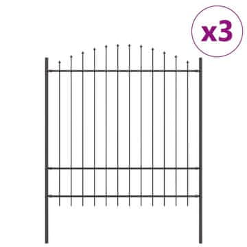 Vidaxl Vrtna ograja 3 szt. Siva 170 x 215 cm Prašno lakirano jeklo