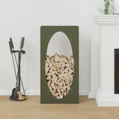 Vidaxl Stojalo za drva olivno zelena 50x23x100 cm hladno valjano jeklo