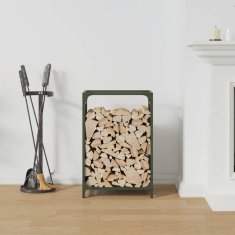 Vidaxl Stojalo za drva olivno zelena 44x28x65 cm hladno valjano jeklo