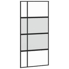 Vidaxl Drsna vrata črna 102,5x205 cm kaljeno steklo in aluminij