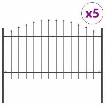 Vidaxl Vrtna ograja 5 pcs Siva 170 x 140 cm Prašno lakirano jeklo