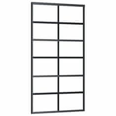 Vidaxl Drsna vrata z opremo ESG steklo in aluminij 102x205 cm