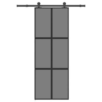 Vidaxl Drsna vrata z opremo 76x205 cm kaljeno steklo in aluminij