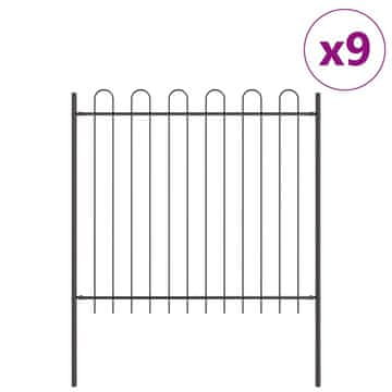 Vidaxl Vrtna ograja 9 szt. Siva 15,3 x 1,5 m Praškasto lakirano jeklo